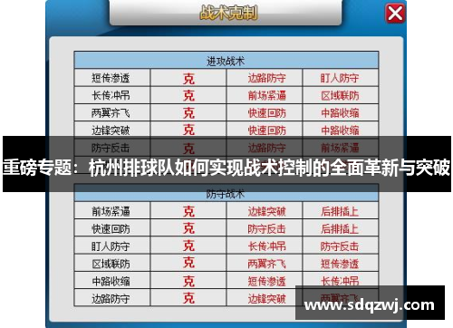 重磅专题：杭州排球队如何实现战术控制的全面革新与突破